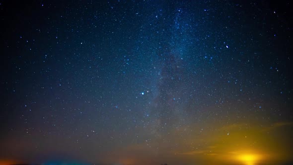 Timelapse Beautiful Night Sky. Milky Way.