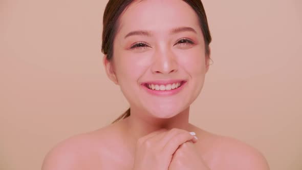 Portrait of attractive girl with soft make-up and white skin.