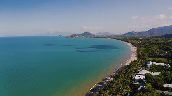 Aerial View On Palm Cove Suburbean Town Situated On The Ocean Side With TropicaI Australia
