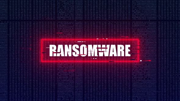 Ransomware Text Digital Noise Glitch Effect Tv Screen 