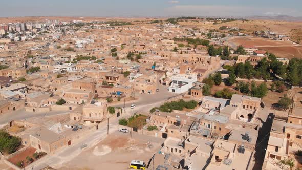 Aerial Panoramic View of Midyat City Mardin Province Turkey