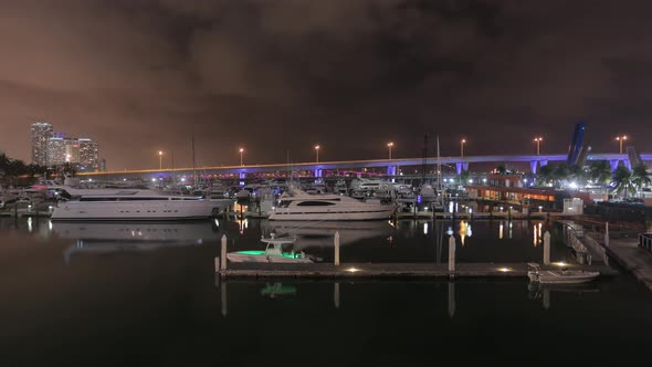 Night timelapse in a port