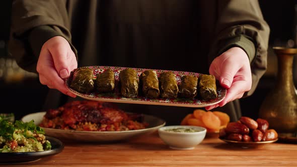 Kabsa Maqluba Dolma Tabbouleh Closeup Rice and Meat Dish Middle Eastern National Traditional Food