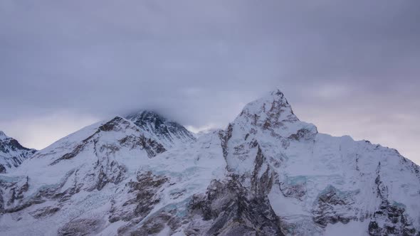 Everest and Nuptse Mountains. Himalaya, Nepal