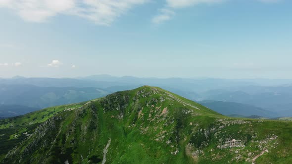 Arial View of peak Hutyn Tomnatyk mountain - Carpathian Mountains rage.