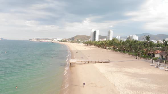 Aerial View of the Beach From Above, Few People, the Beach After Quarantine, After the Covid-19