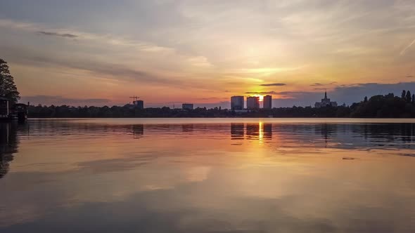 Herastrau park, sunset time lapse, Bucharest Romania