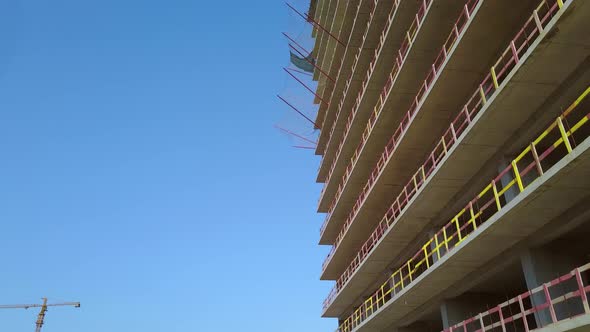 With Close-up of construction site and building. Shooting drone