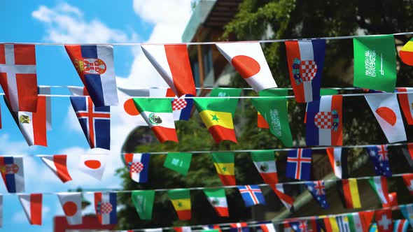 Flags of The Whole World on The City Street