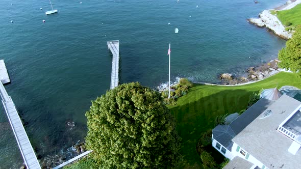Marblehead Harbor, MA, USA At Daytime - aerial drone shot