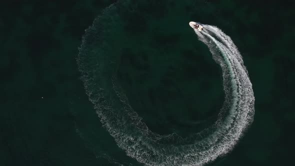 Motor Boat Circle Aerial