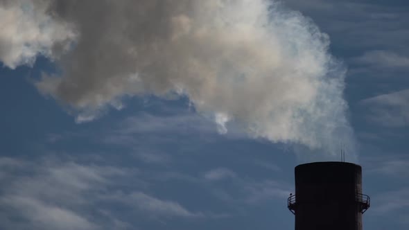 Smoke Comes From the Chimney. Air Pollution. Slow Motion. Ecology. Kyiv. Ukraine