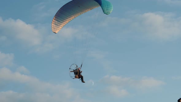 Paraplane on the Blue Sky Background, Leisure Activity.