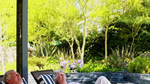 Senior couple relaxing in porch