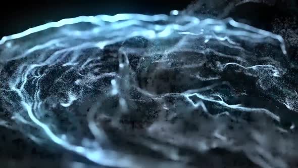 The Sea Glows On The Beach . Simulation Of Particle Waves Glowing Plankton