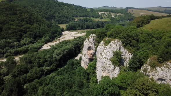 Aerial Nature View of Caucasus Mountain at Sunny Morning