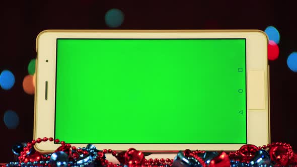 Christmas Video Screensaver  a Tablet with a Green Screen