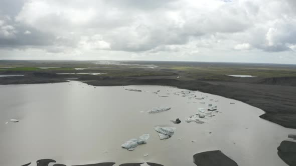 Aerial View Of Skaftafellsjökull Glacier in Iceland. - pullback