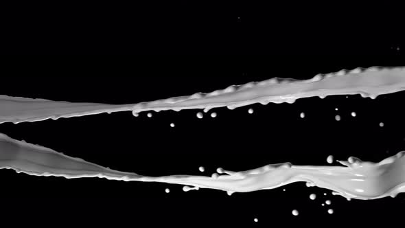 Super Slow Motion Shot of Twisting White Splash at 1000Fps Isolated on Black Background