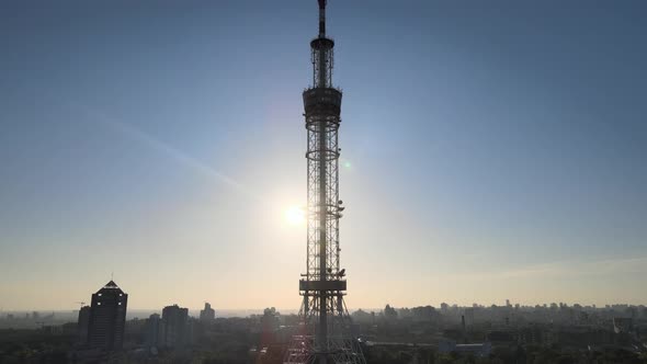 TV Tower in the Morning at Dawn in Kyiv, Ukraine