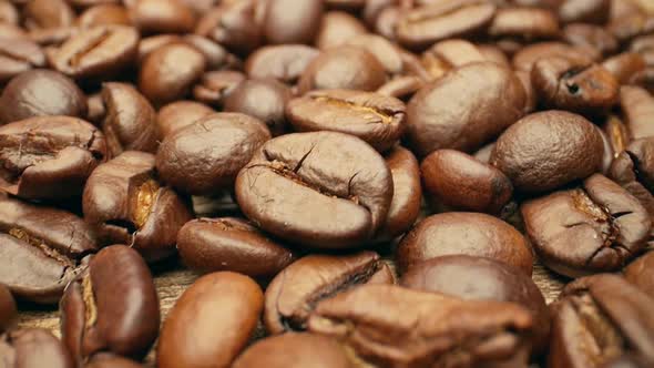 Close-up, Smooth Moving Roasted Coffee Beans