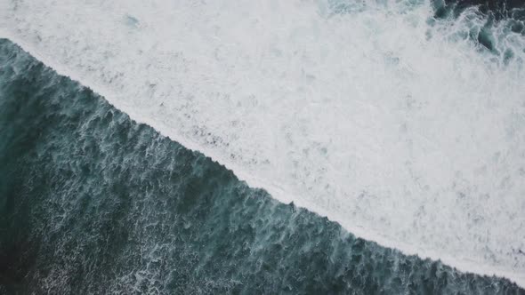 Waves Rolling From Above. Top Down View.