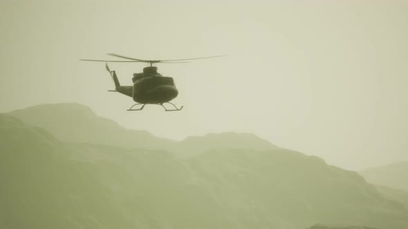Slow Motion United States Military Helicopter in Vietnam alt