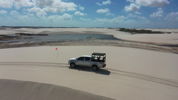 Brazilian landmark rainwater lakes and sand dunes. Lencois Maranhenses Brazil.