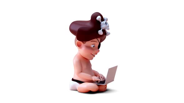 Fun 3D cartoon of a baby pirate alt