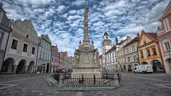 Square in the city of Trebon in the Czech Republic