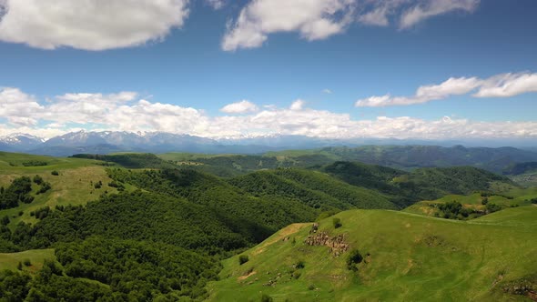 Flying over Highland Plateau. Beautiful Landscape of Nature