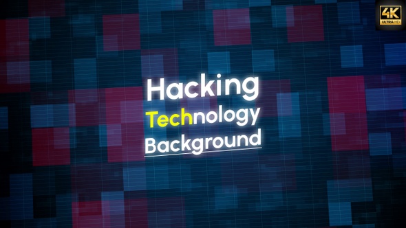 Digital Hacking Red Blue Abstract Technology Background 4K