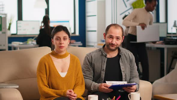 POV of Colleagues Talking with Partners Using Webcam During Video Conference