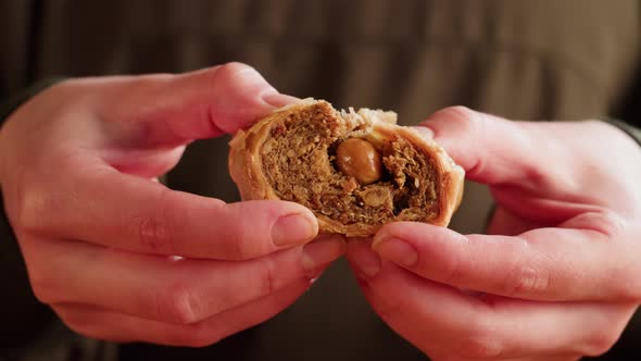 Turkish Sweet Dish Baklava Closeup