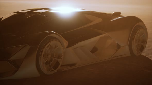 Supercar at Sunset in Desert