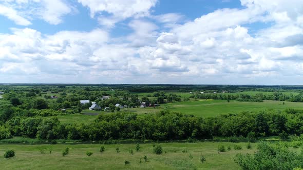 The Rise Above the Village in Central Russia. Summertime