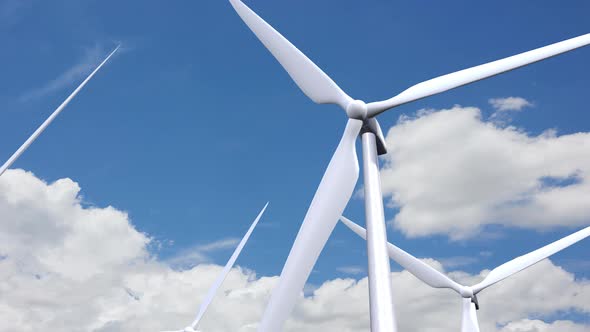 Wind Turbines  Clean Green Wind Energy to Reduce Carbon Footprint and Against Global Warming