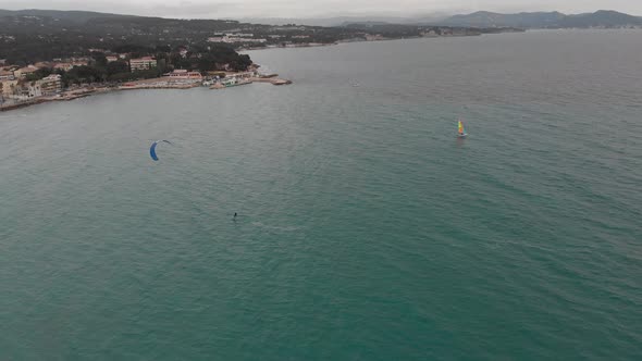 Aerial view on the bay of Cote d'Azur and La Ciotat village, France