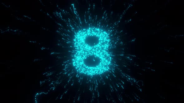 8 Number With Futuristic Particles 4k