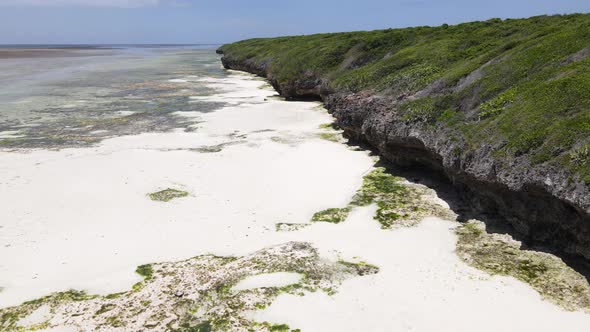 Low Tide in the Ocean Near the Coast of Zanzibar Tanzania Slow Motion