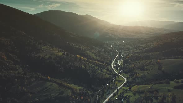 Gorgeous Mountain Forest Slope Sight Aerail View