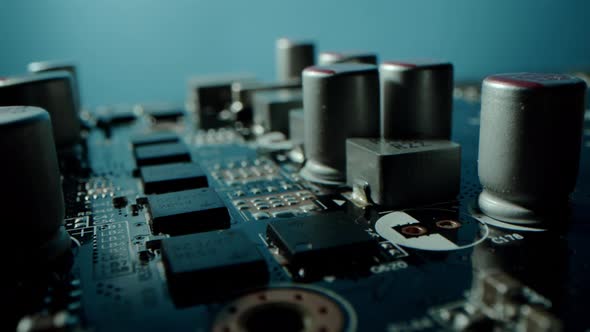 Close Up Detail of Electronic Components on PC