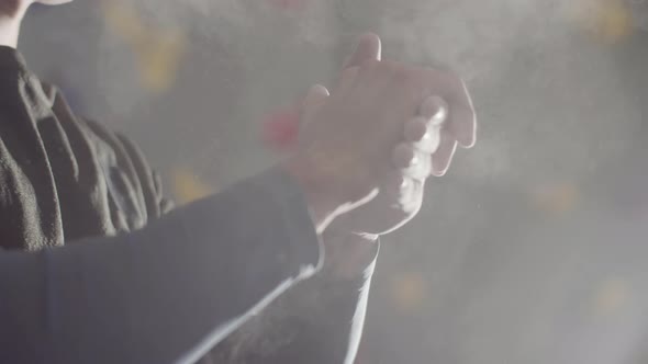 Closeup Shot of Male Sportsman Clapping Hands