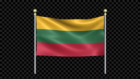 Lithuania Flag Waving In Double Pole Looped