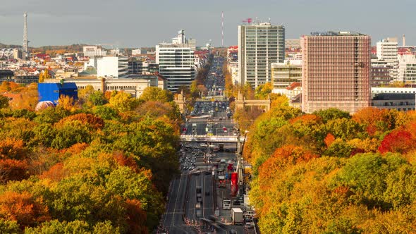 Berlin Cityscape Day Time Lapse in autumn season, Berlin, Germany