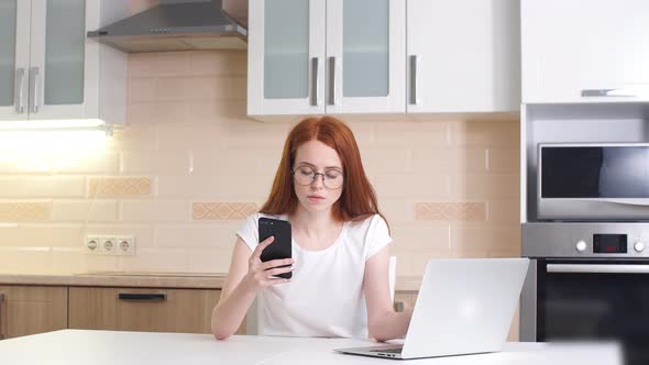 Young Female Business Woman Working at Home.