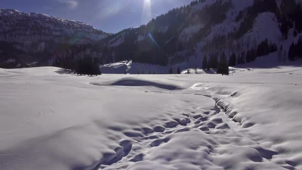 Close Aerial View Snow Covered Landscape / Videohive, Stock footage, Nature