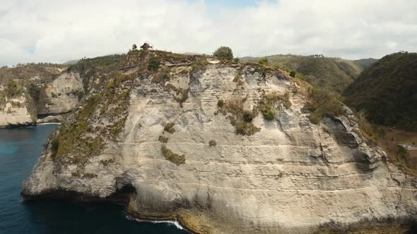 Cliffs Sea Waves Nusa Penida Bali Indonesia