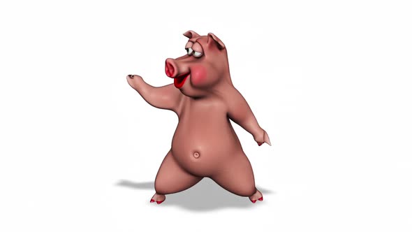 Cartoon 3D Pig Dance  Looped on White