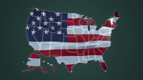 Vermont State with USA Map Flag Video Waving in Wind